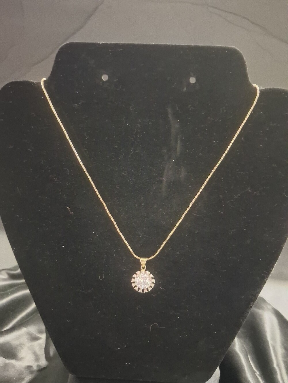 Gold Filled Pendant Necklace with Clear Crystal Accent 17"-20"